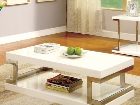 MEDA White Chrome Coffee Table, White Online