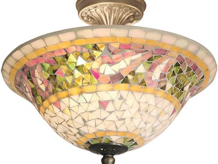 13 W Bradshaw Mosaic Flush Mount Antique Brass Plating Online now