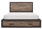 Miter King Platform Bed with Footboard Storage in Rustin Mahogany & Dark Ebony 1762K-1EK* Cheap