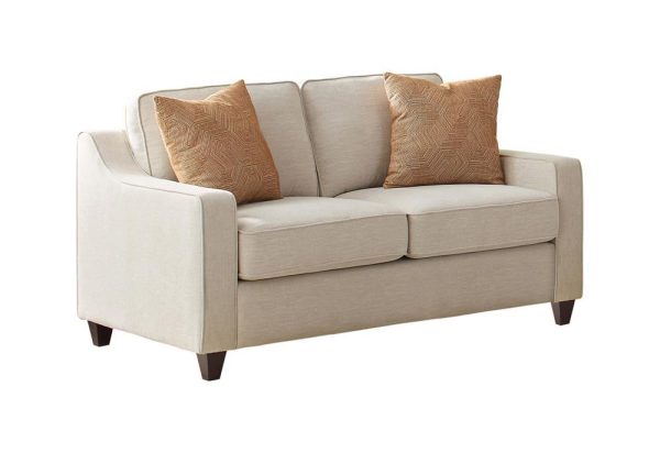 Christine Upholstered Cushion Back Loveseat Beige Online Sale