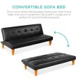 Best Choice Products Convertible Lounge Futon Sofa Bed w Adjustable Back, Sturdy Wood Frame, Faux Leather, Tufted Design - Black Hot on Sale