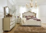 Antonella Upholstered Tufted California King Bed Ivory and Camel Supply