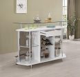 Gideon Crescent Shaped Glass Top Bar Unit with Drawer Discount