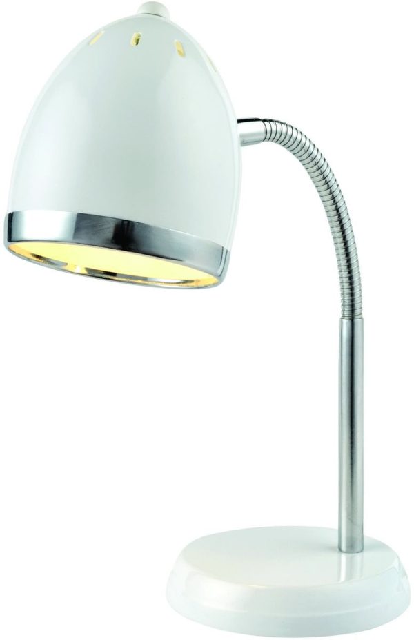 16 H Zachary 1-Light Fluorescent Desk Lamp White Chrome For Cheap