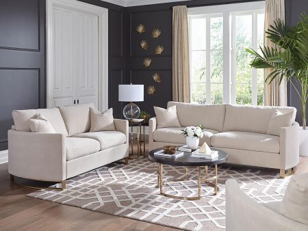 Corliss 3-piece Arched Arms Living Room Set Beige and Rose Brass For Cheap