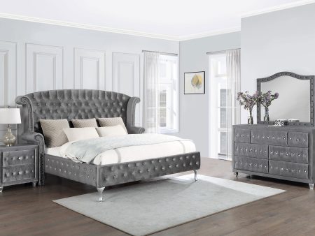 Deanna 4-piece Tufted California King Bedroom Set Grey Discount