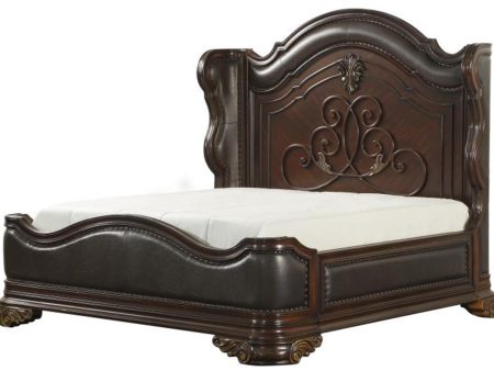 Royal Highlands King Upholstered Panel Bed in Rich Cherry 1603K-1EK Fashion