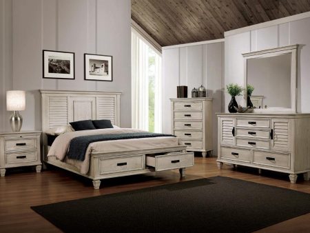 Franco 4-piece Queen Storage Bedroom Set Antique White For Sale