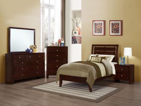 Serenity 4-Piece Panel Bedroom Set Rich Merlot Twin Sale