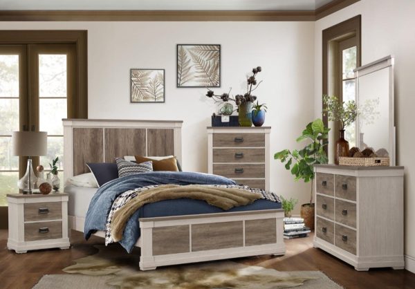 Arcadia King Panel Bed in White & Weathered Gray 1677K-1EK* Online Hot Sale