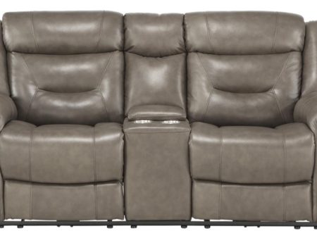 Danio Power Double Reclining Loveseat with Power Headrests in Brownish Gray 9528BRG-2PWH Online Hot Sale