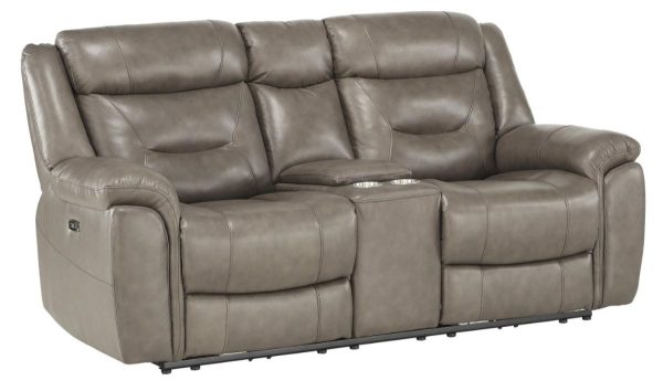 Danio Power Double Reclining Loveseat with Power Headrests in Brownish Gray 9528BRG-2PWH Online Hot Sale