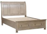 Bethel Queen Sleigh Platform Bed with Footboard Storage in Gray 2259GY-1* Hot on Sale