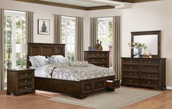 Eunice King Platform Bed with Footboard Storage in Espresso 1844KDC-1EK* Online now