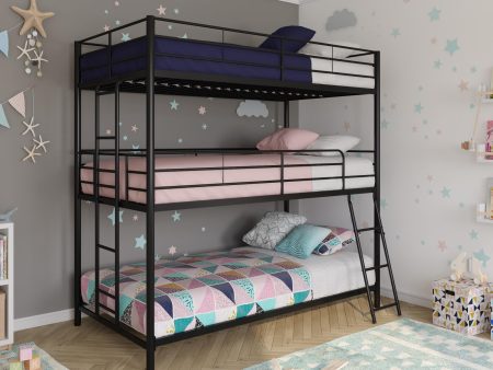 Metal Triple Bunk Bed, Twin For Discount