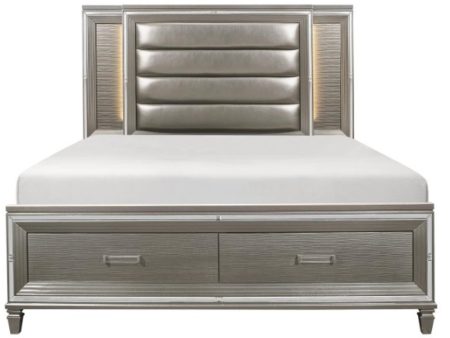 Tamsin King Upholstered Storage Bed in Silver Grey Metallic 1616K-1EK* For Sale