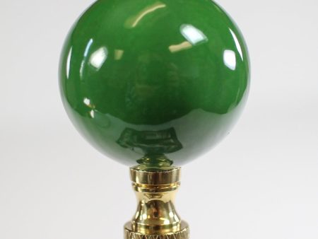 Hunter Green Ceramic Ball Lamp Finial 2.25 h For Sale