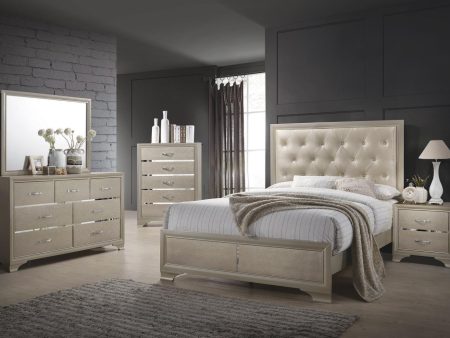 Beaumont Bedroom Set Metallic Champagne Cheap