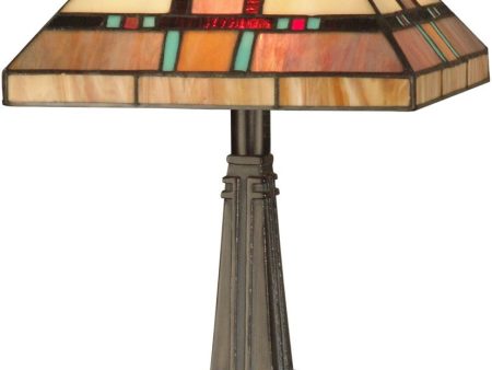 17 H 2-Light Tiffany Table Lamp Mica Bronze Online now