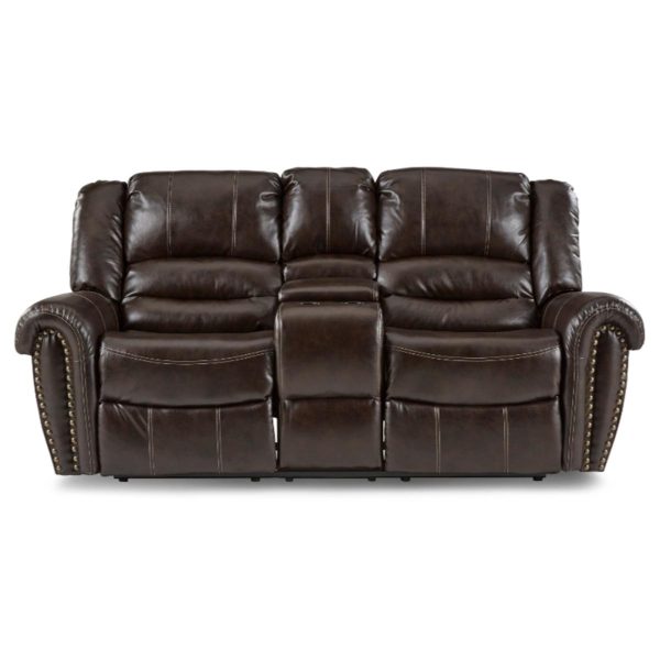 Center Hill Double Glider Reclining Loveseat w  Center Console in Dark Brown 9668BRW-2 For Cheap