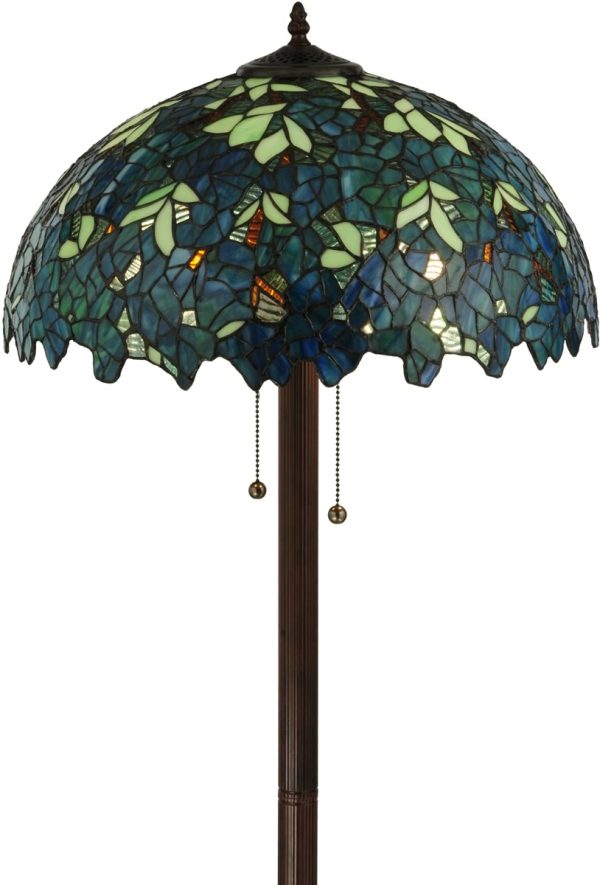 63 H Nightfall Wisteria  2-Light Tiffany Floor Lamp Brown Hot on Sale