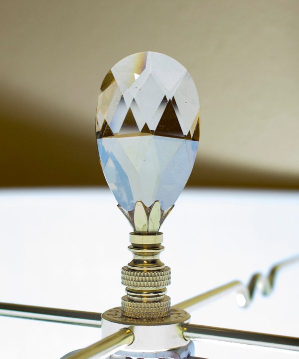 Swarovski Crystal Large Champagne Teardrops Polished Brass Lamp Finial 2.75 h on Sale