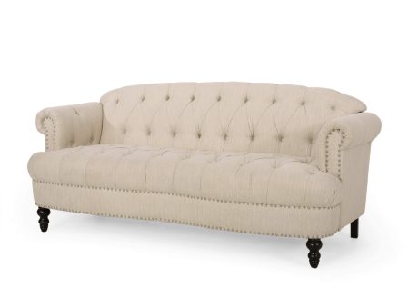 Christopher Knight Home Tracy Contemporary Deep Tufted Sofa with Nailhead Trim, Beige Discount