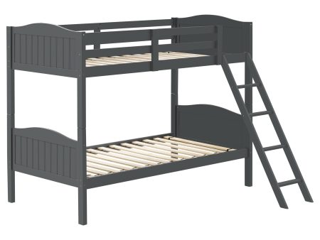 Arlo Twin Over Twin Bunk Bed with Ladder Grey Cheap