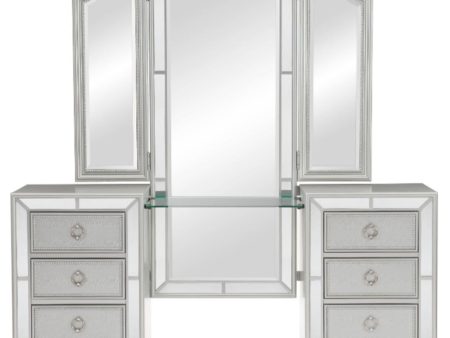 Avondale Vanity Dresser with Mirror in Silver 1646-15 on Sale