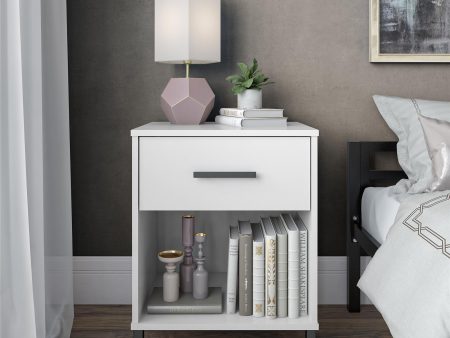 Mainstays YourZone 1 Drawer Nightstand in White For Cheap