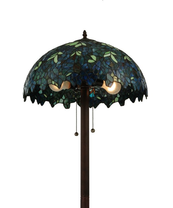 63 H Nightfall Wisteria  2-Light Tiffany Floor Lamp Brown Hot on Sale