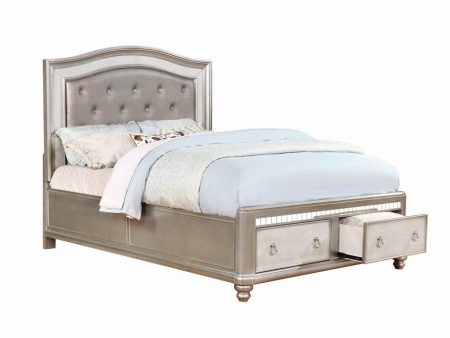 Bling Game 4-Piece Storage Bedroom Set Metallic Platinum King For Discount