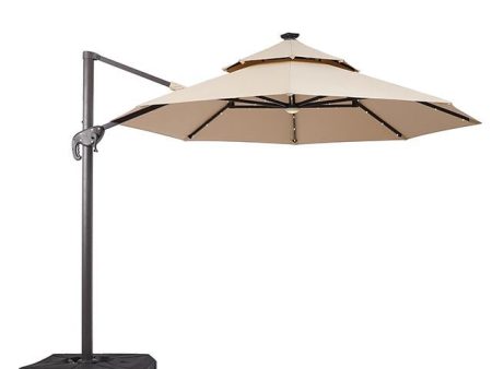 Nuti 10 Ft Round Umbrella w  LED Light + 37  Large Base Fashion