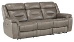 Danio Power Double Reclining Sofa with Power Headrests in Brownish Gray 9528BRG-3PWH For Sale