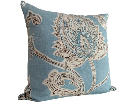 30% off Aqua Blue Floral Jacobean Throw Pillow Cover - 22x22 Large Throw Pillow Cover Supply