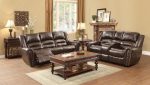 Center Hill Double Glider Reclining Loveseat w  Center Console in Dark Brown 9668BRW-2 For Cheap