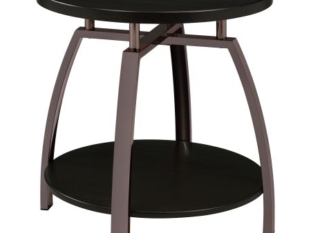 Dacre Round End Table Dark Grey and Black Nickel For Cheap