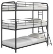 Garner Triple Twin Bunk Bed with Ladder Gunmetal Online now