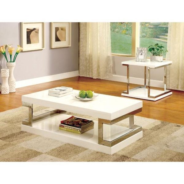 MEDA White Chrome Coffee Table, White Online