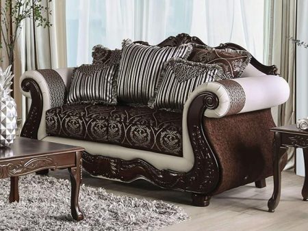 NAVARRE Loveseat, Brown White Fashion