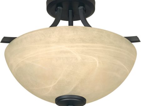 15 W Tackwood 2-Light Semi-Flush Burnished Bronze on Sale