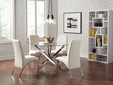 Beckham 5-piece Round Dining Set Chrome and White For Discount