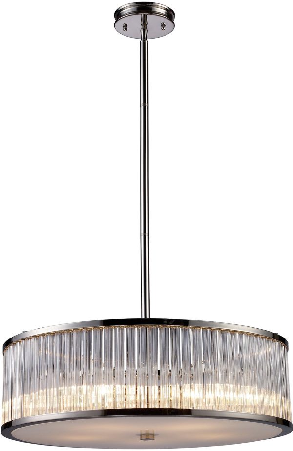 24 W Braxton 5-Light Pendant Polished Nickel with Transparent Glass For Cheap