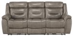 Danio Power Double Reclining Sofa with Power Headrests in Brownish Gray 9528BRG-3PWH For Sale