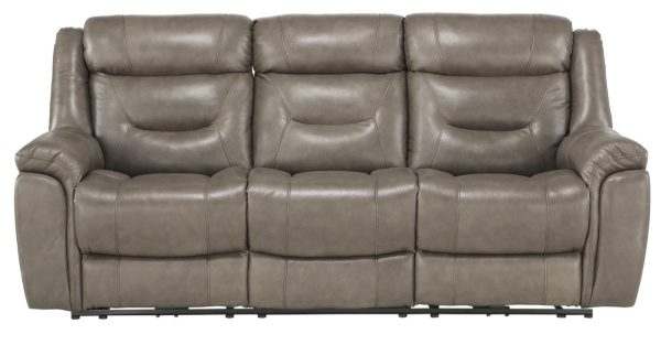 Danio Power Double Reclining Sofa with Power Headrests in Brownish Gray 9528BRG-3PWH For Sale