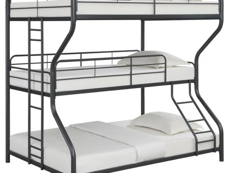 Garner Triple Full Over Twin Over Full Bunk Bed with Ladder Gunmetal Fashion