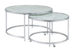 Lynn 2-piece Round Nesting Table White and Chrome For Discount