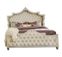 Antonella Upholstered Tufted California King Bed Ivory and Camel Supply