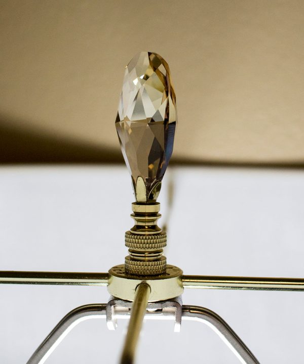 Swarovski Crystal Large Champagne Teardrops Polished Brass Lamp Finial 2.75 h on Sale