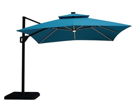 Sano 10 Ft Square Umbrella w  Double Top w  LED + 37  Large Base Online Hot Sale